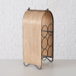 Wijnrek - Hout - Metaal - Staand - 6 fles - 50x21x18cm.