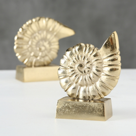 Schelp op blok - Goud - 2 set-  Aluminium - 13cm