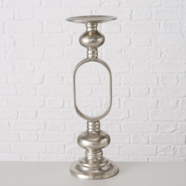 Kandelaar - XL - Stoer - Aluminium - Zilver - 1 stompkaars - Hoogte: 55cm - Kaars Ø17.5cm