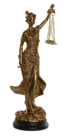 Vrouw Justitia - Beeld - Polyresin - 8.5x7.5x25cm - Goud