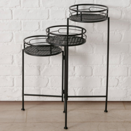 Planten tafel - Bloemen tafel - 3 in 1 - Smeedijzer - 66x50x46cm. - Zwart - Metaal.