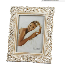 Fotolijst - Fotomaat:13x18 - Goud - Wit - Polyresin.