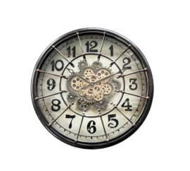 Klok - Radar - klok - Tandwiel - Vintage - Glas - Metaal - Ø 60cm - Zwart.