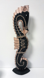 Zeepaard - XXL - Decoratie - Beeld - Bruin - Zwart - 60cm - Hout - Maritiem - vensterbank decoratie.