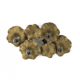 Wand decoratie - Waxine houder - 62cm - Goud - Bloem