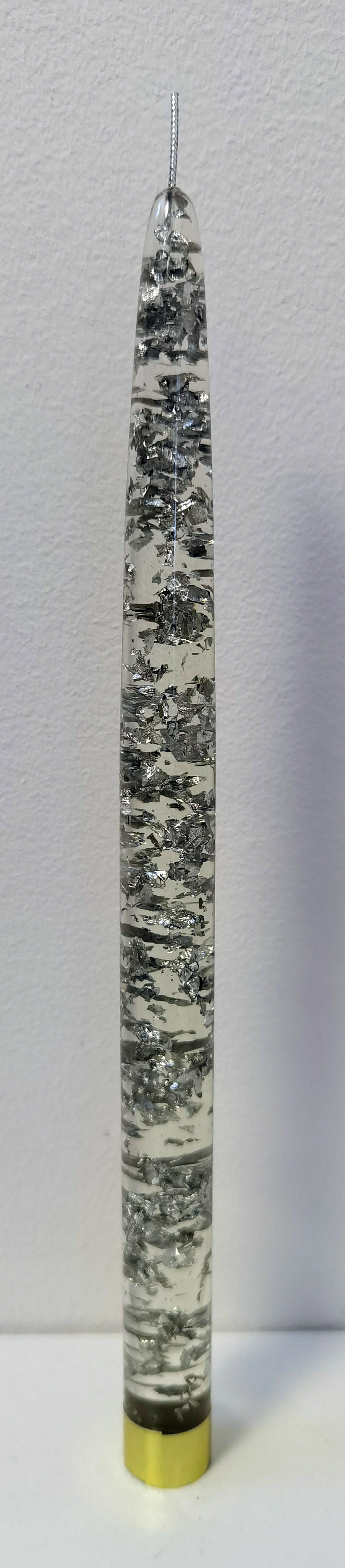 Kaars - Acryl - Decoratie - Zilver vlokken - Sierkaars - Sjiek - 25xØ2cm