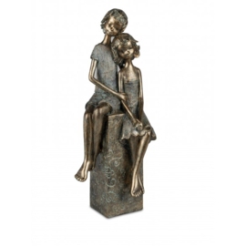 Beeld - Liefde - 39cm - Polyresin -Kinderen - Goud - Bronz - Kunst -