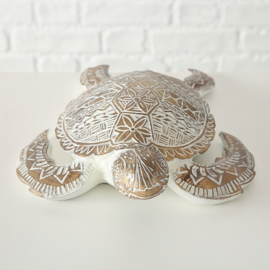 Schildpad- Polyserin- Goud - 36cm - Beeld - Decoratief