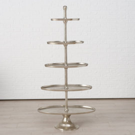 Etagère - 5 lagen - X XL - 165x80x40cm - Zilver - aluminium - Ovaal