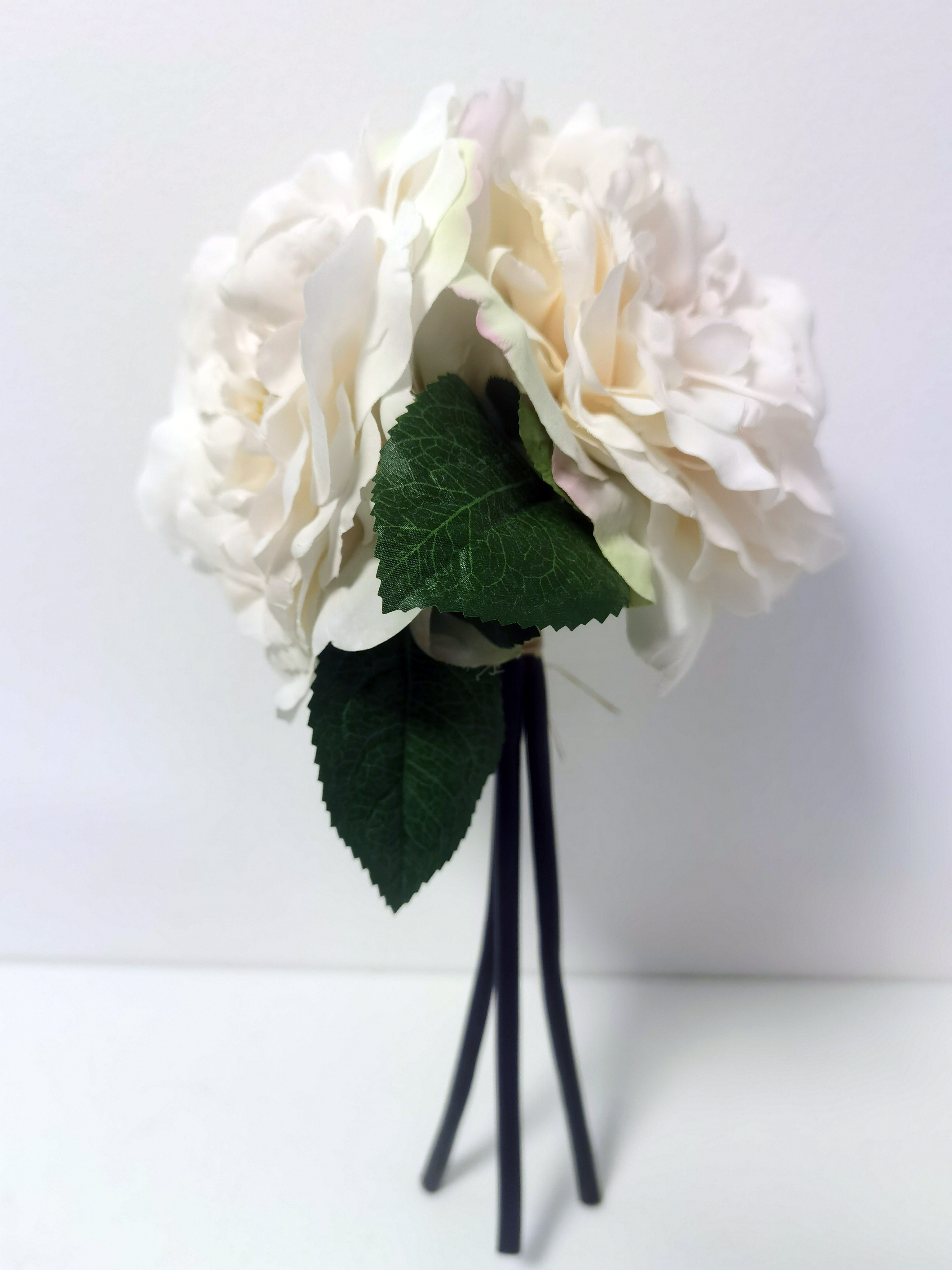 Pompoenroos - Roos - 3 Set - Decoratie - Bloemtak - Kunststof - Creme - 35cm