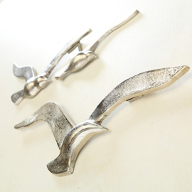 Wand Decoratie - Muur Decoratie - 2 set - Vogels - Zilver - 35x12x2cm
