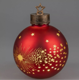 Kerstbal - Decoratie - XL - Rood - 35cm - Ø25cm - incl ledlicht - incl. AAA batterij