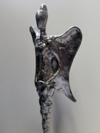 Engel - Beeld - Decoratie - Aluminium - 43x10x10cm  - Zilver - op voet