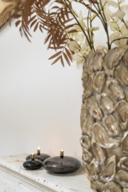 Olielamp - 3 set - incl trechter - Disc Model- Peri Living - Ø14x6cm. - Ø10x5cm. - Ø18x9cm. - Messing