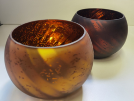 Windlichten - 2 set - Glas -  Ø 18 x 13cm - Goud - Bruin