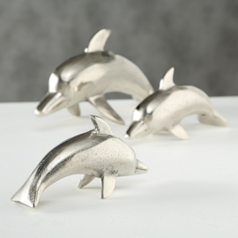 Dolfijn - set van 3 - Aluminium - Decoratie - Zilver - 29cm - RAW