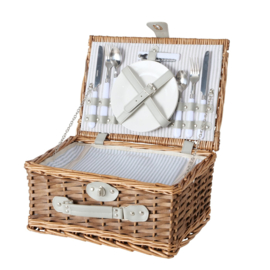 Picknickmand - 14 delen - voor 2 personen - 40x19x28cm - Beige.