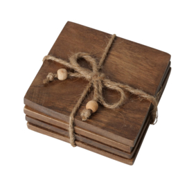Onderzetters - Touw - 4 set - Naturel -  11cm. - Mango