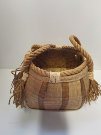 Mand - Hand Made - Decoratie - Handvaten  - 16x23x23cm - Bruin - Jute.