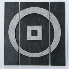 Boltze  - Wanddecoratie - Vierkant -  3d - 97x89cm. - Grijs - Metaal