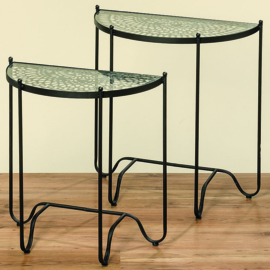 Tafel 2set smeedijzer met glas