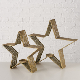 Ster - Kandelaar - Decoratie - 2 set - Goud - Metaal - 50cm