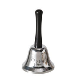 Tafelbel - Zilver - Zwart - 13.5x7.5 cm - Metaal - "champagne please"