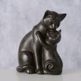 Boltze - Poes - met kind - Liefde - Moederdag - 13x13x6cm - Polyresin - Bruin - - Beeld - Decoratie