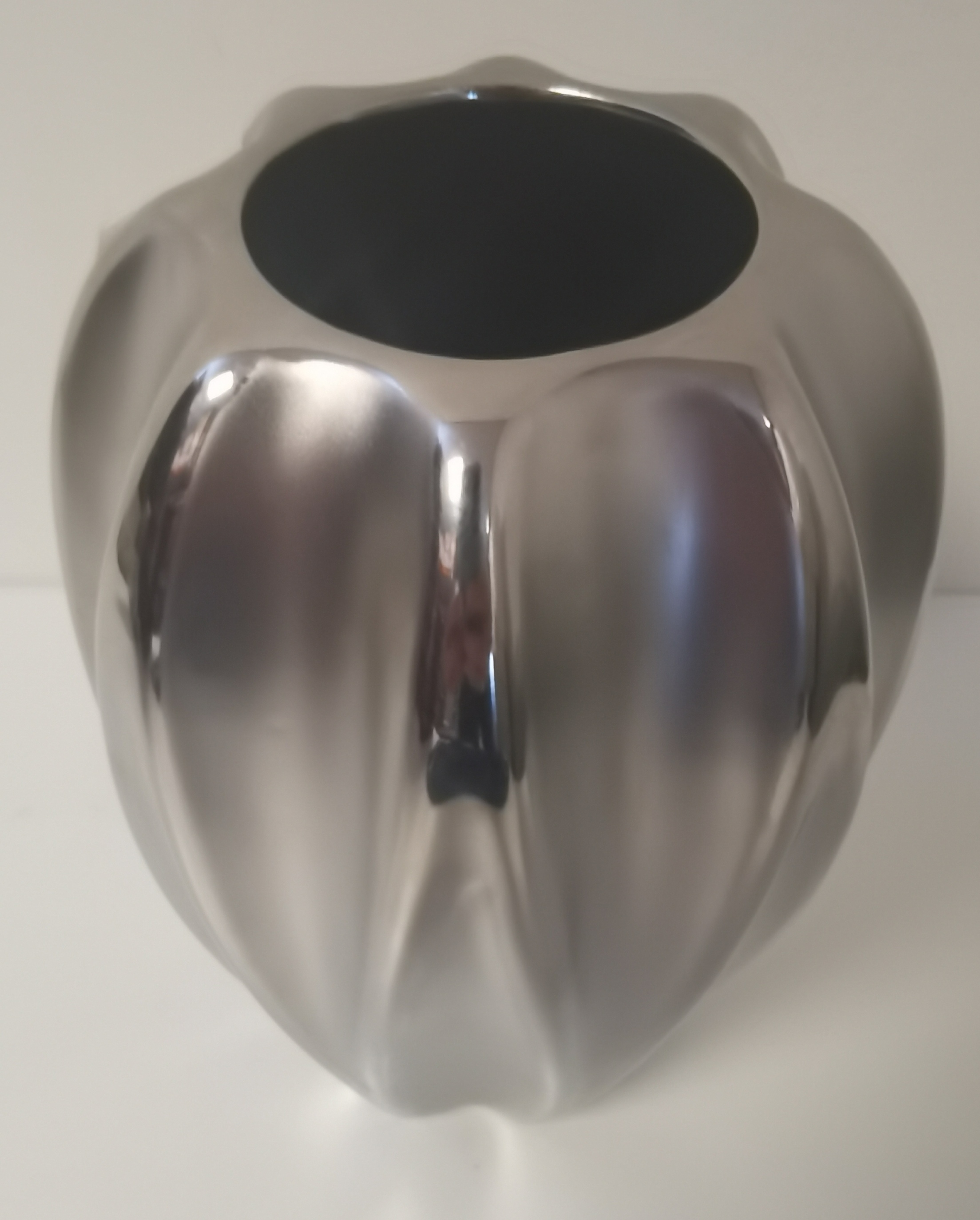 Vaas - Zilver - Aardewerk - 18cm - modern - Bloem gat Ø5,5cm