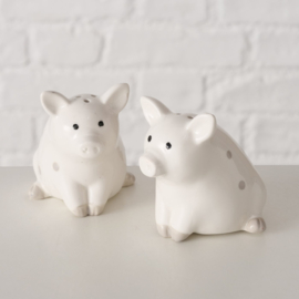 Peper en Zout - stel - 2 set - Biggetjes - Varken - Huwelijk - Leuk Cadeau - Gezellig - 7x6cm.