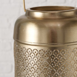 Windlicht - Metaal - 41cm  - Ø 15cm - Goud - Aziatische/Oosterse designelementen - Handgemaakt