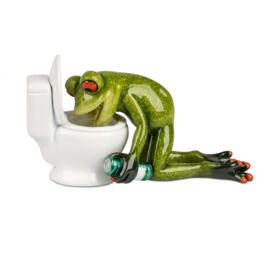 Kikker - Beeld - Formano - wc pot hanger - Opkikker - Groen - Beeld - 14x8x6cm - Keramiek