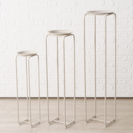 Planten tafel - Zuil Tafel - 3 set - Smeedijzer - Vierkant - Hoog 116x97x76cm - Beige - Metaal.