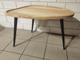 Salon tafel - Tafel - Ovaal - Bijzet tafel - Metaal - Mango  - Hoog 55cm - 81x60cm - opzet rand