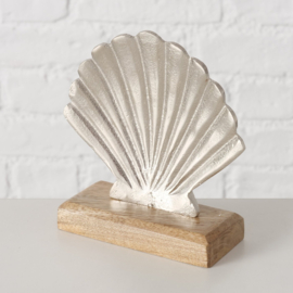 Schelp - Zilver - Bruin - 15x16x5.5cm. - Decoratie - Maritiem - Aluminium - Mango (Mangifera indica L.), Aluminium