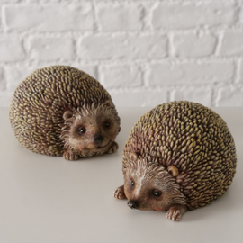 Egel - 2 set - Beeld - Polyresin - Bruin  - 11x8x6cm