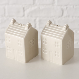 Peper en Zout - stel - 2 set - Huisjes - Huwelijk - Leuk Cadeau - Gezellig - 7x4cm.