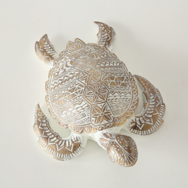 Schildpad- Polyserin- Goud - 36cm - Beeld - Decoratief