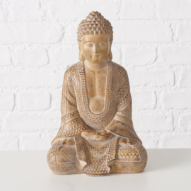 Buddha - Rust - Mat Bruin - Hoog 30cm - Breed 19cm - Polyresin.