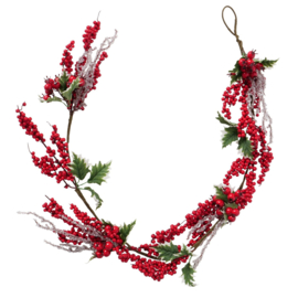 Winter tak - Tak - Kerst Slinger - Hulst - Rode Bessen - ijs-  Groen - Rood - 145x Ø10cm.
