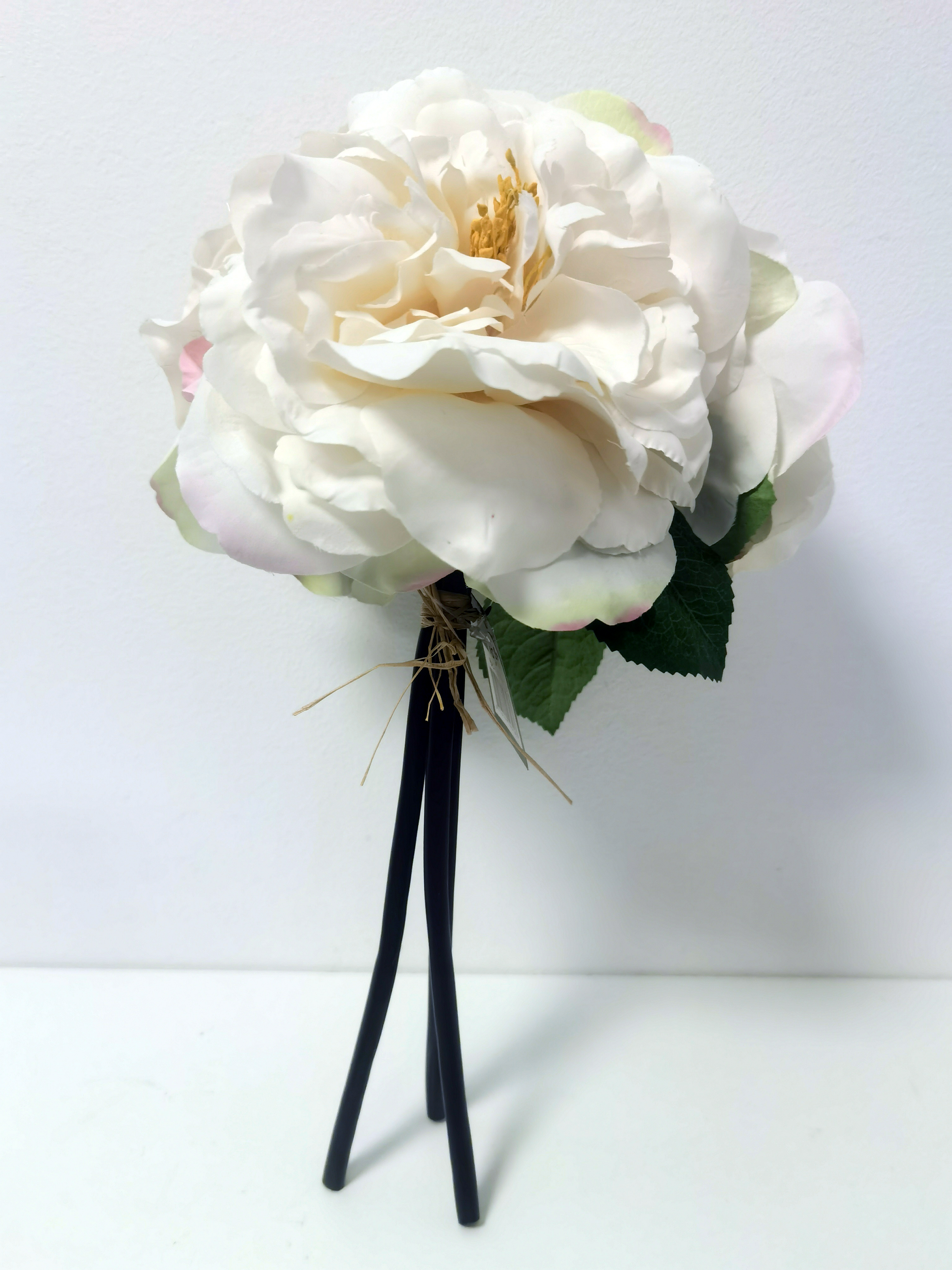 Pompoenroos - Roos - 3 Set - Decoratie - Bloemtak - Kunststof - Creme - 35cm