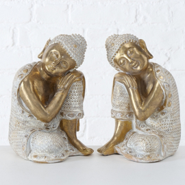 Buddha - Boedha - 2 set -  goud - polyserine - 18cm - Geluk