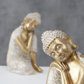 Buddha - Boedha - 2 set -  goud - polyserine - 18cm - Geluk