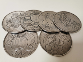 Onderzetters - 6 - Rond - Kurz Edeltin -  9cm.