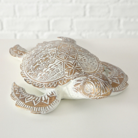 Schildpad- Polyserin- Goud - 36cm - Beeld - Decoratief