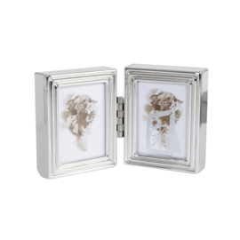 Fotolijst - Duo Pasfotolijstje - glanzend  - 4x5cm - Zilver