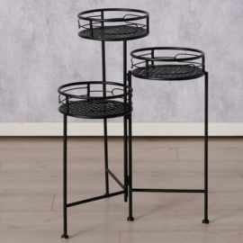 Planten tafel - Bloemen tafel - 3 in 1 - Smeedijzer - 66x50x46cm. - Zwart - Metaal.