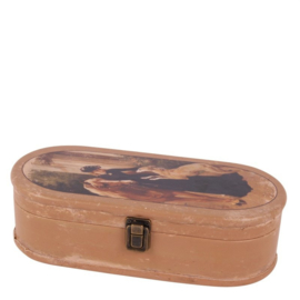 Doosje ovaal - Decoratie - Opbergkistje - Dame met paard -  25x12 cm