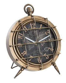 Klok - Goud - Tafel klok - industrieel - Metaal - 22x17x29cm.
