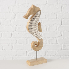 Zeepaard - Bruin - Zilver- 38cm - Decoratie - Maritiem - Aluminium - Mangohout.